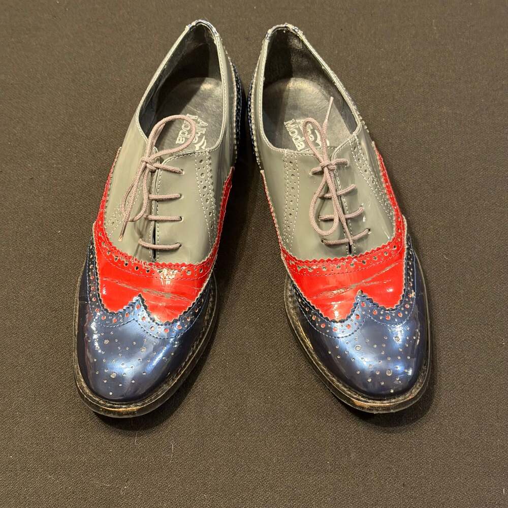 Alba Moda Women's Multi-Colored Suede and Metallic Leather Oxford Brogues sz 9